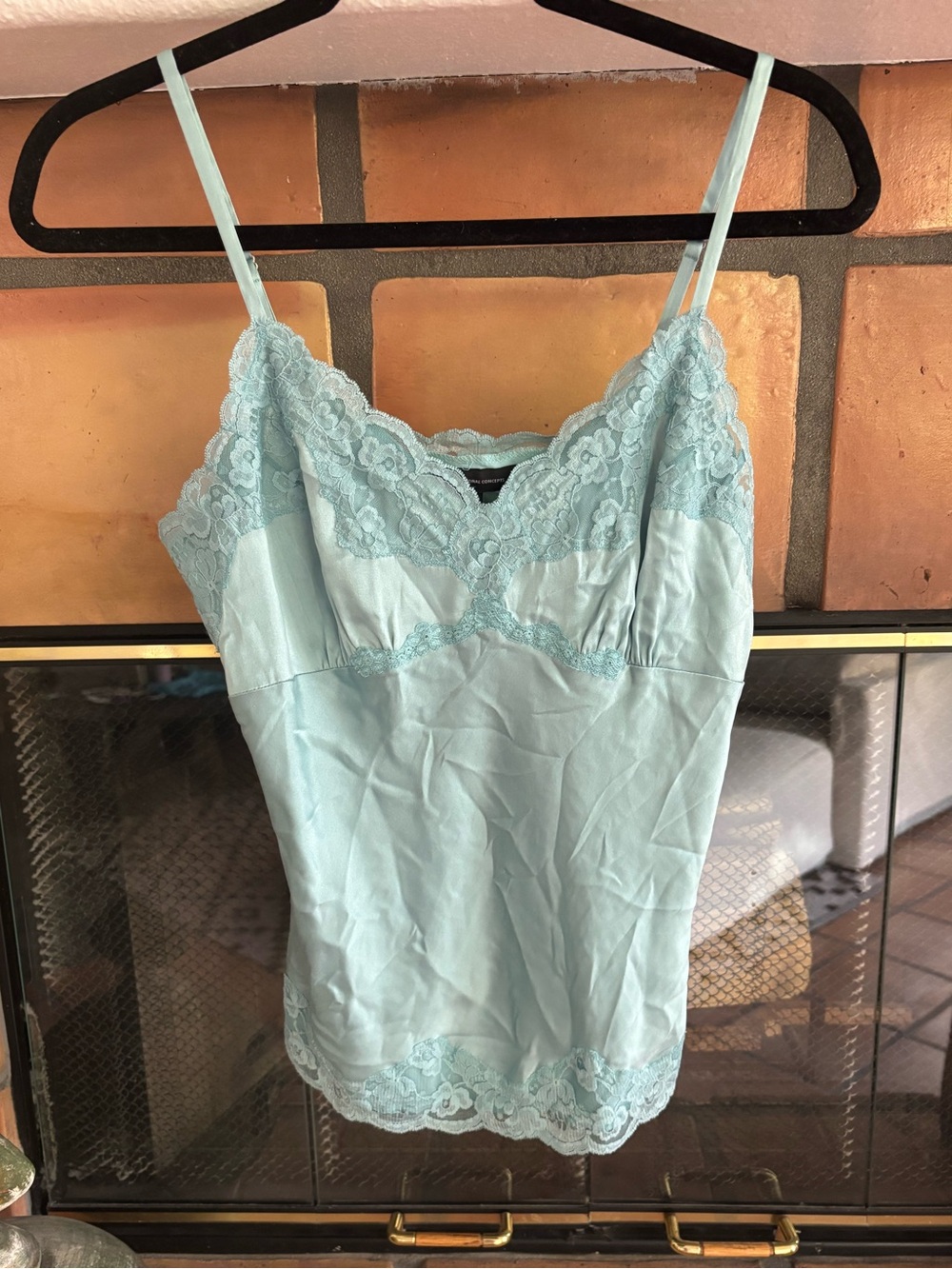 Vintage Y2K Silk Lacey blue top size 2